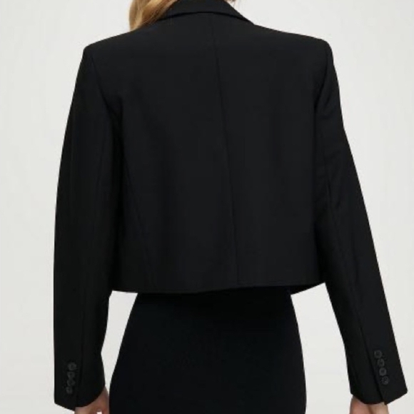 ARITZIA BABATON Power Hip Crop Blazer Black Short Open Jacket Size 12 - Picture 12 of 14